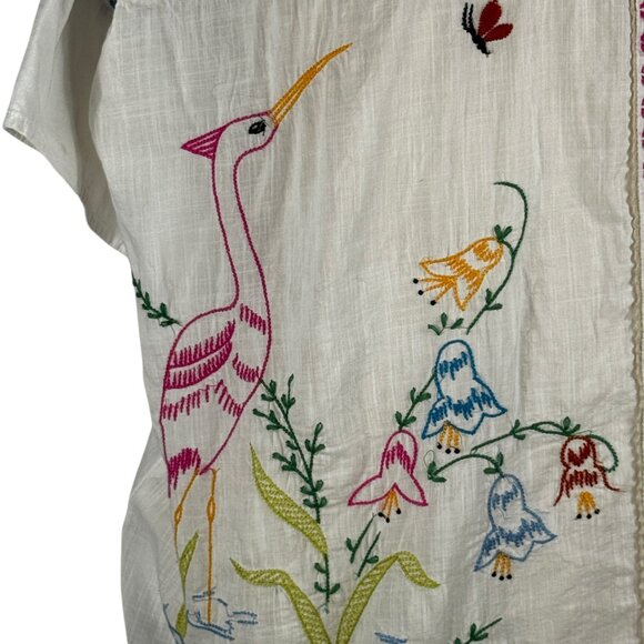 Pilcro Anthropologie Cotton Relaxed Fit Embroidered Blouse Size Medium - Picture 6 of 16
